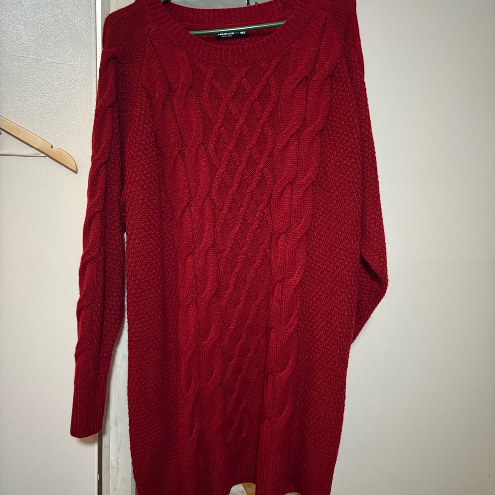 SHEIN Red Cable Knit Midi Dress